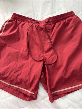 lululemon athletica Red Men's Swim Trunks with Contrast Stripe